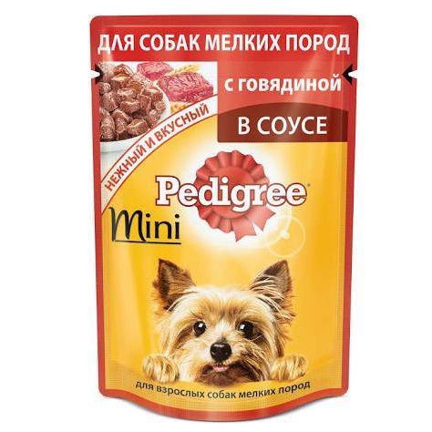 

Корм для собак Pedigree, мини с говядиной конс. пауч. 85г