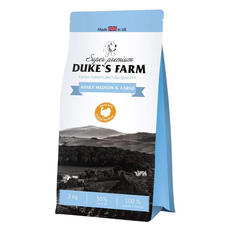 

Корм для собак DUKE'S FARM для средних и крупных пород, индейка сух. 2кг, для средних и крупных пород, индейка сух. 2кг
