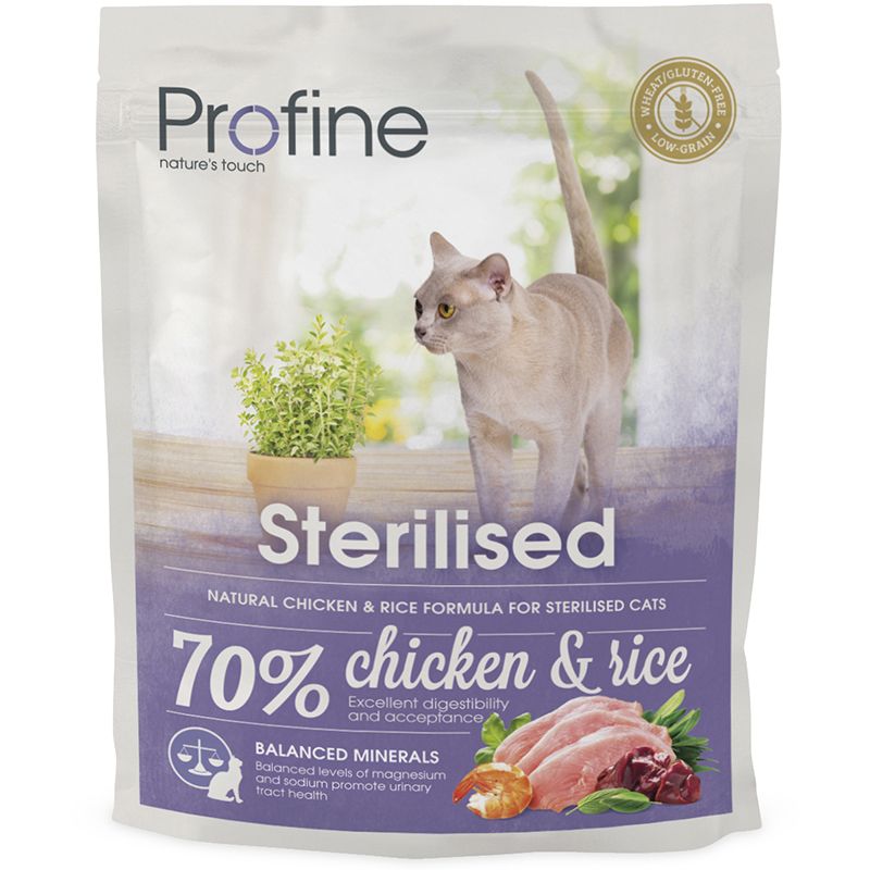 Корм для кошек PROFINE Sterilised для стерилизованных и кастрированных курица, рис сух. 300 г