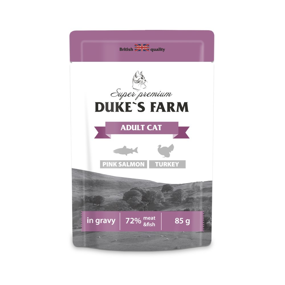 Корм для кошек DUKES FARM горбуша индейка пауч 85г 118₽