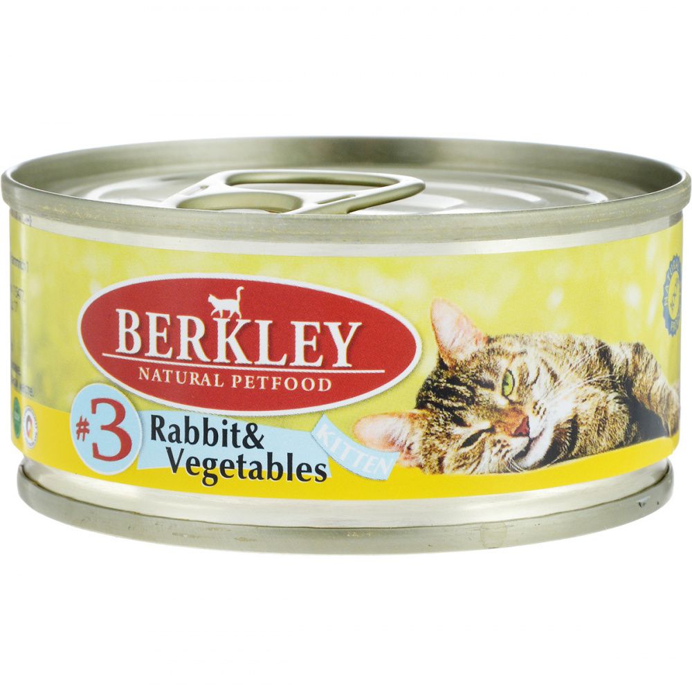 

Корм для котят BERKLEY №3 кролик, овощи конс. 100г, №3 кролик, овощи конс. 100г