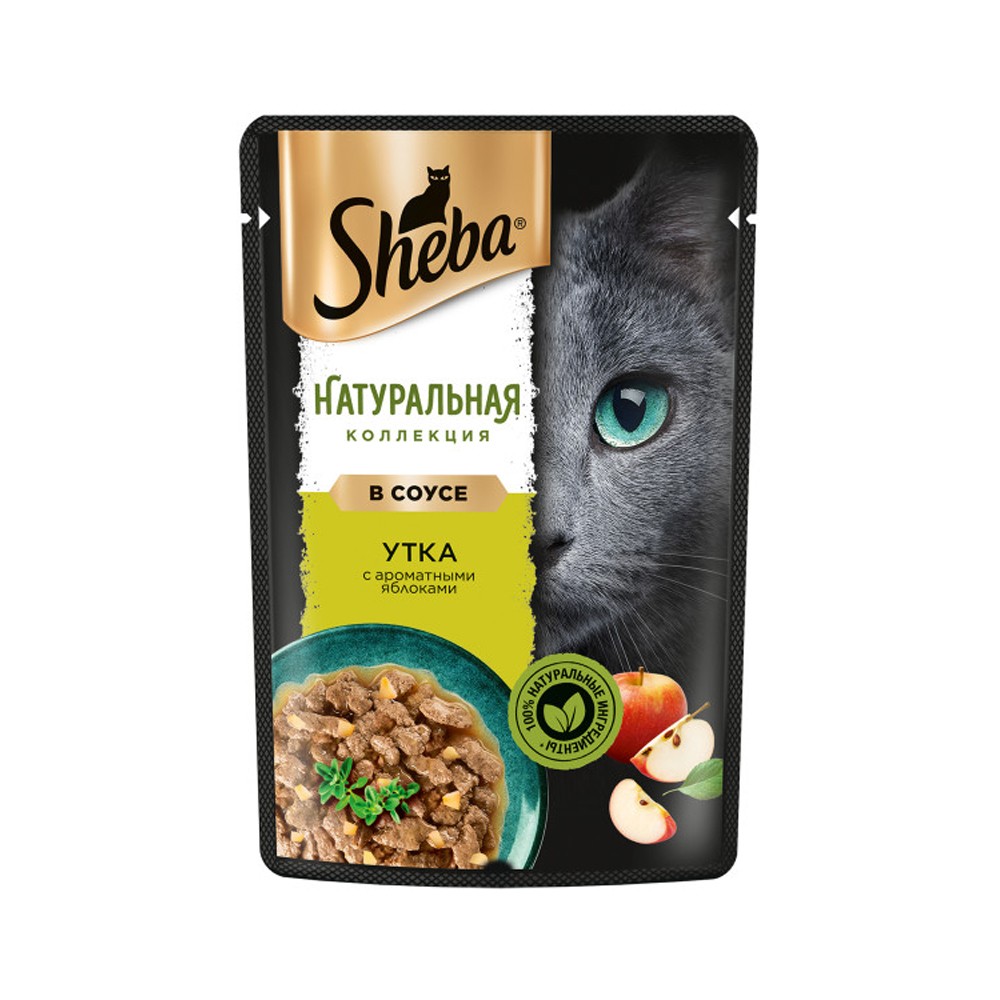 Корм для кошек SHEBA Натуральная Коллекция утка с яблоком рагу пауч 75г