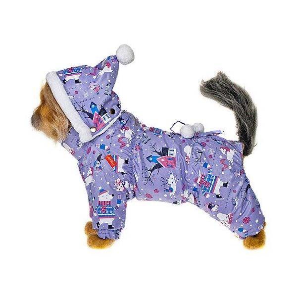 

Комбинезон для собак HAPPY PUPPY, Новогодняя сказка сиреневый - 2 25 см