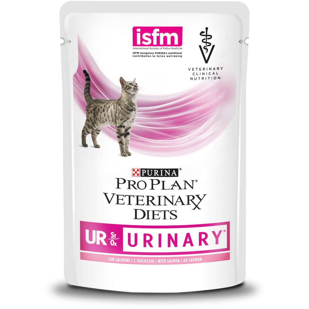 Корм для кошек Pro Plan Veterinary Diets UR при болезнях мочевыводящих путей, с лососем пауч 85г