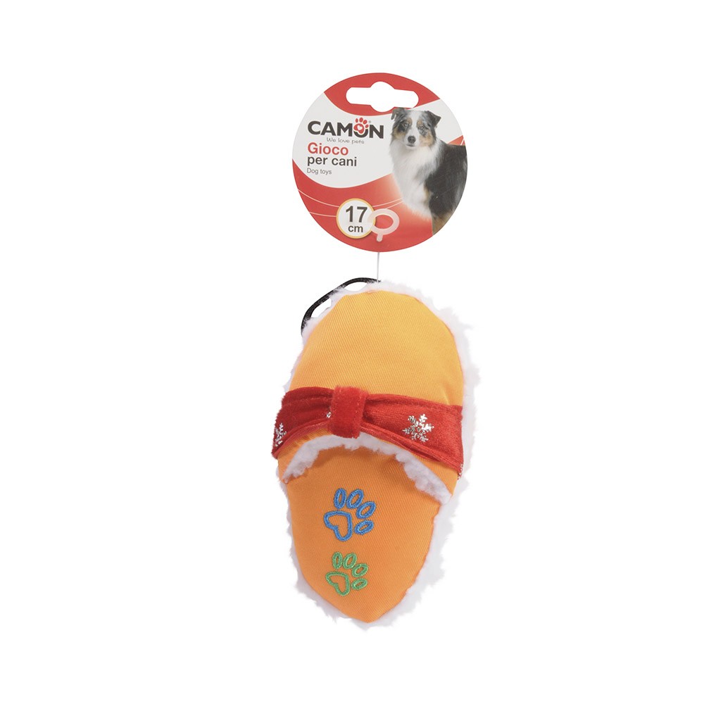 Игрушка для собак Camon тапка мягкая цветная, оранжевая