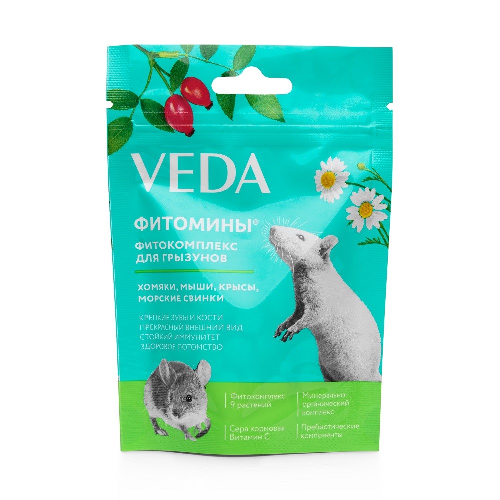 фитомины функциональный корм для кошек с фитокомплексом для выгонки шерсти 50г 2шт veda Подкормка для грызунов VEDA Фитомины 50г