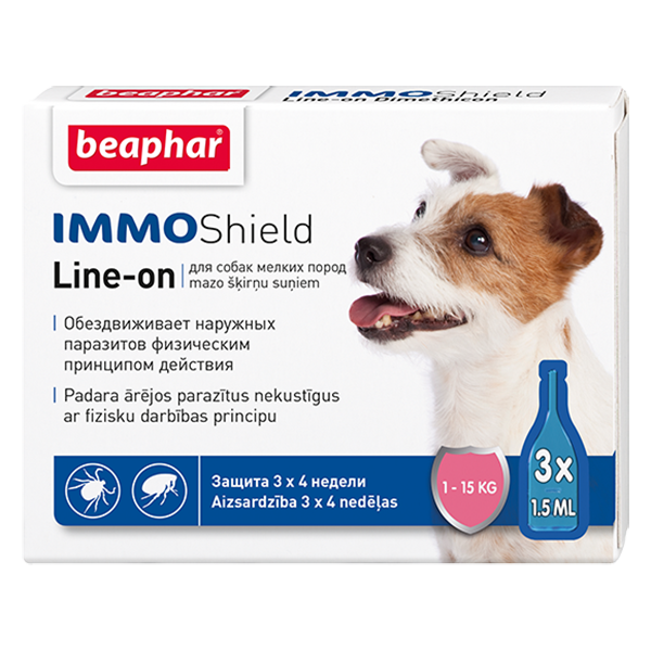 

Капли Beaphar, IMMO Shield для собак мелких пород 1-15кг 3 пип. по 1,5мл