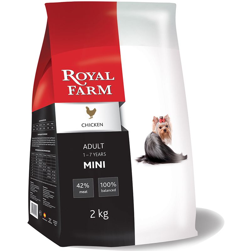 

Корм для собак ROYAL FARM, для мелких пород, курица сух. 2кг