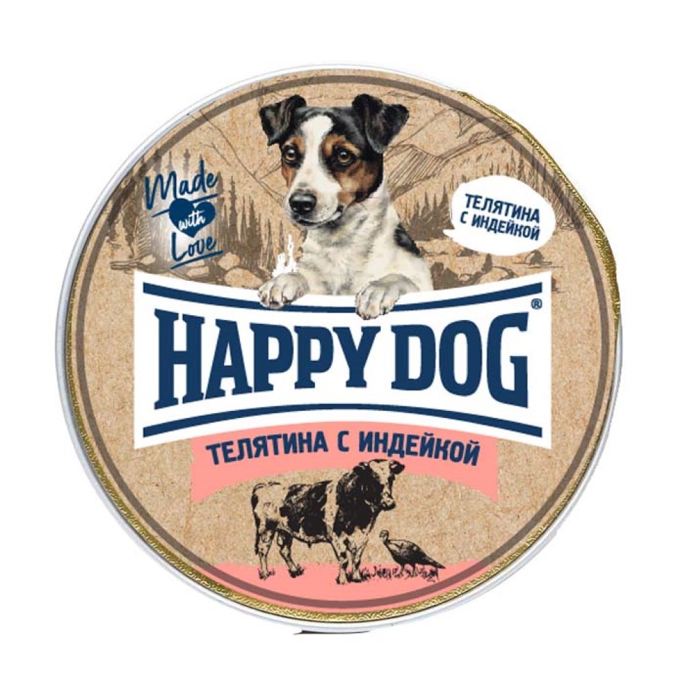 Корм для собак HAPPY DOG Natur Line Телятина с индейкой паштет ламистер 125г корм для собак happy friend паштет с говядиной конс 125г