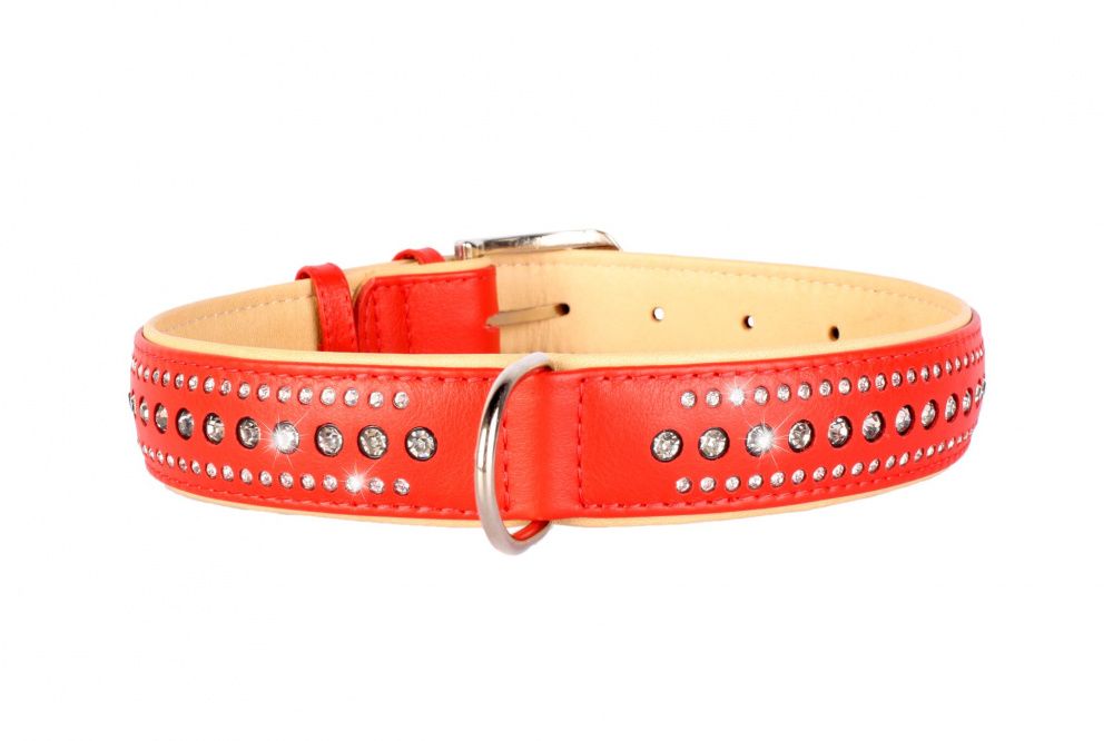 

Ошейник для собак COLLAR, Brilliance со стразами маленькими ширина 20мм длина 30-39см красный