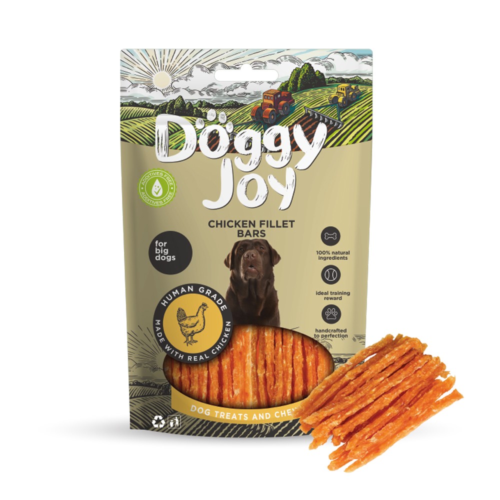 Лакомство для собак DOGGY JOY 50874 для крупных пород Полоски куриного филе 90г