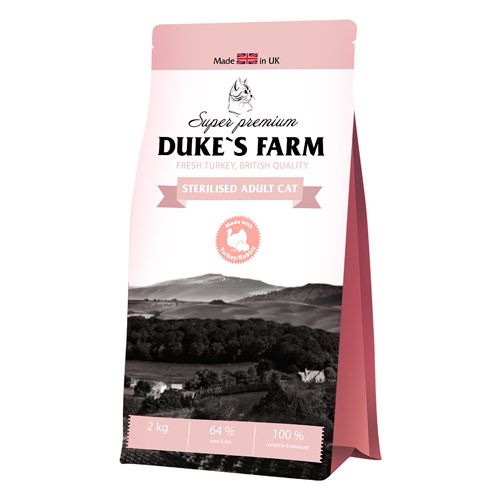 

Корм для кошек DUKE'S FARM, для стерилизованных кошек, индейка с кроликом сух. 2кг