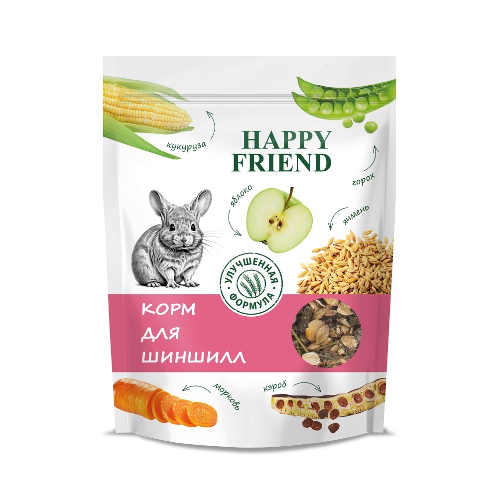 Корм для грызунов HAPPY FRIEND для шиншилл 500г