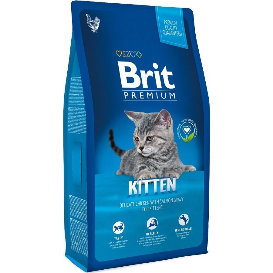 Корм для котят Brit Premium Cat Kitten курица в лососевом соусе сух. 800г