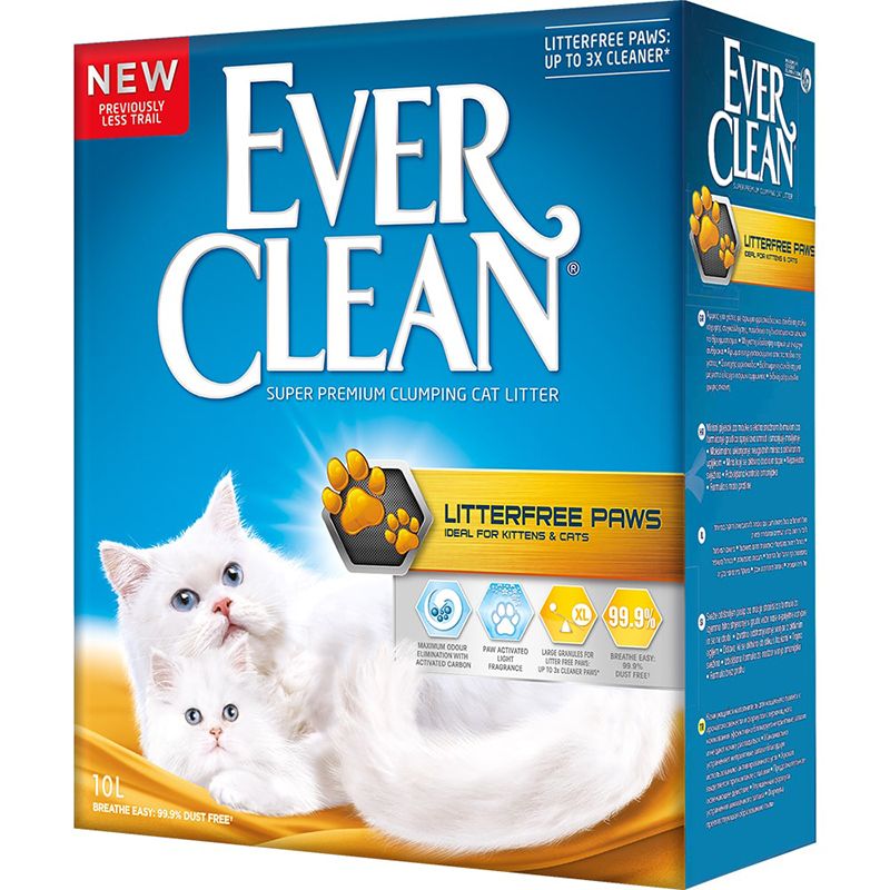 Наполнитель для кошачьего туалета EVER CLEAN Litter free Paws комкующийся д/идеально чистых лап 10л