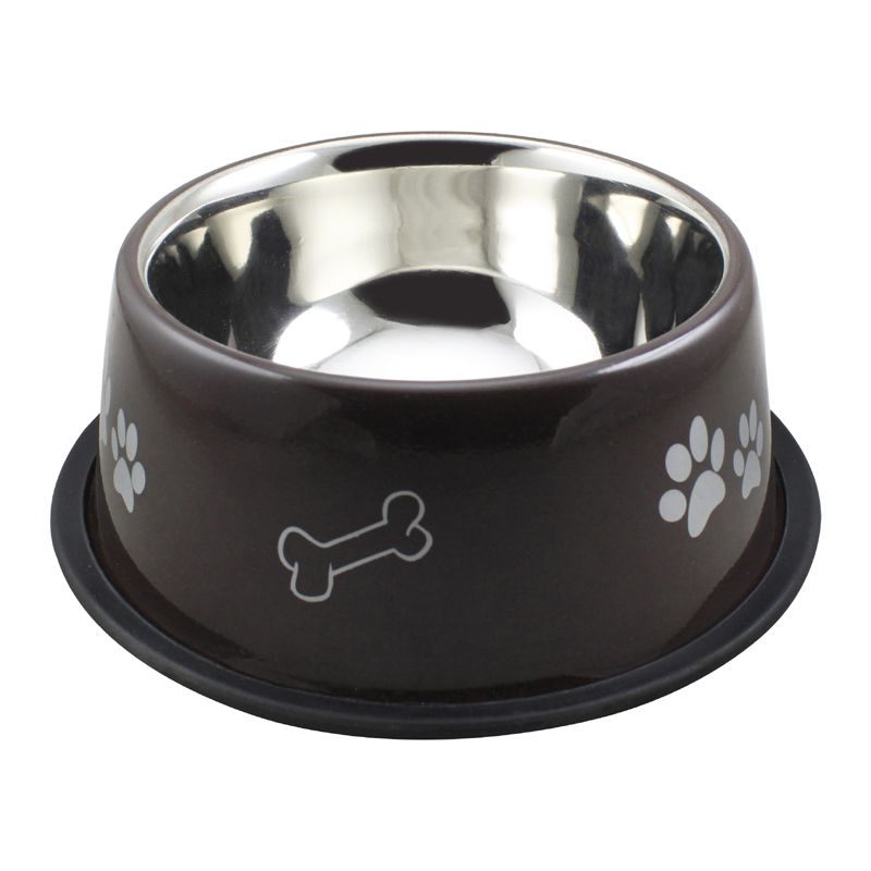 

Миска для животных Foxie, Jumbo Color Printed металлическая коричневая 350мл