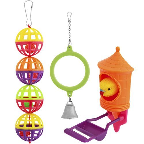 Игрушка для птиц PENN-PLAX ВА519 Набор: зеркало, птичка, шары