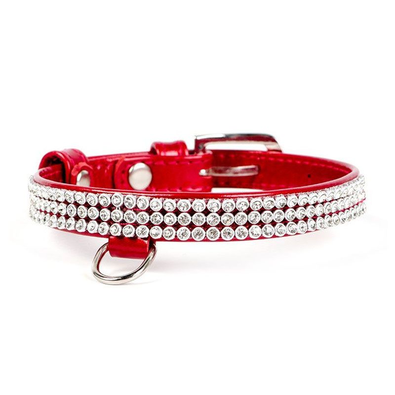 

Ошейник для собак COLLAR, Brilliance с украшением полотно стразы ширина 12мм длина 21-29см красный