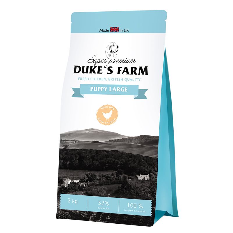 

Корм для щенков DUKE'S FARM , курица сух. 2кг, для крупных пород, курица сух. 2кг