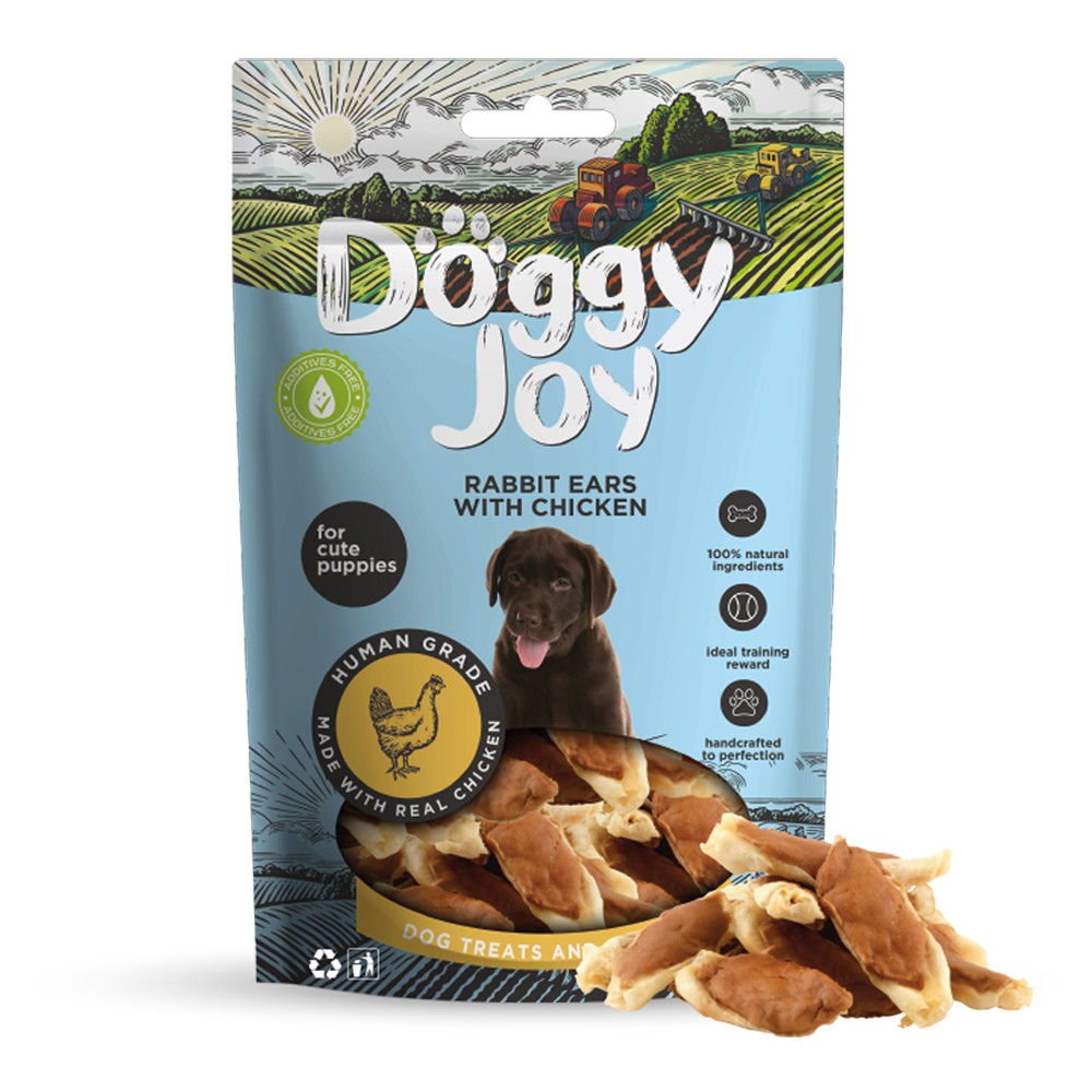 Лакомство для щенков DOGGY JOY 50577 Кроличьи ушки с курицей 90г