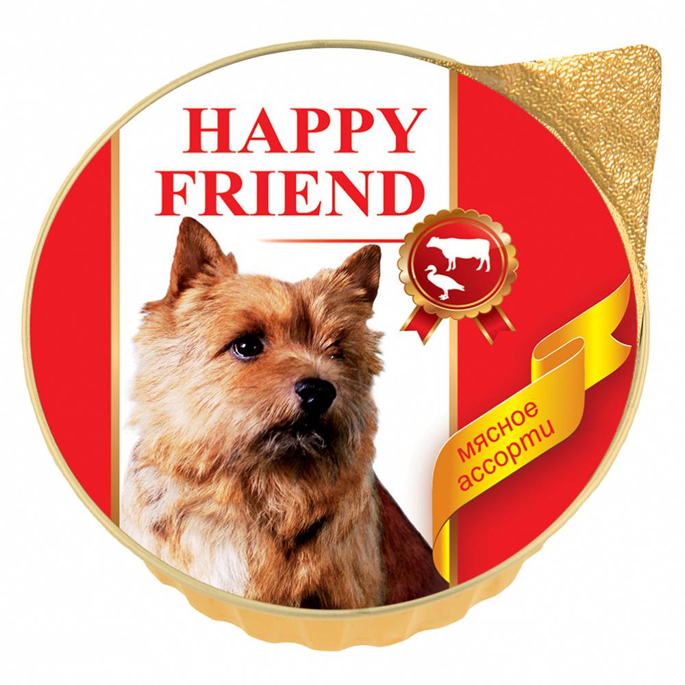 Корм для собак HAPPY FRIEND Паштет мясное ассорти конс.125г фото