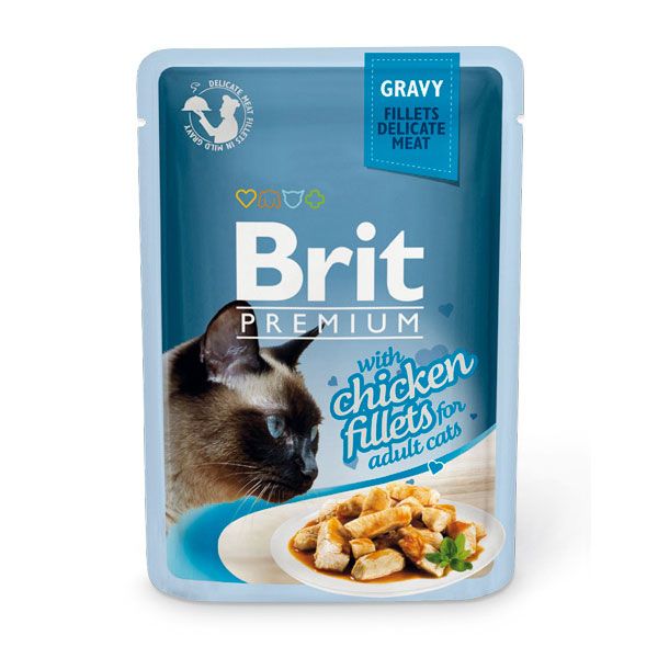 Корм для кошек Brit Premium Cat Gravy Кусочки из куриного филе в соусе пауч 85г