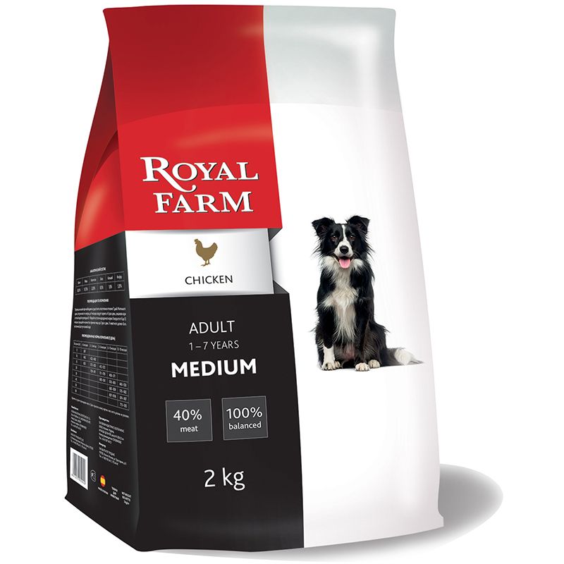 

Корм для собак ROYAL FARM, для средних пород, курица сух. 2кг