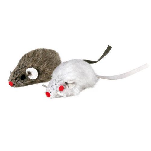 Игрушка для кошек TRIXIE Набор из 2-х мышей серая белая, 5см