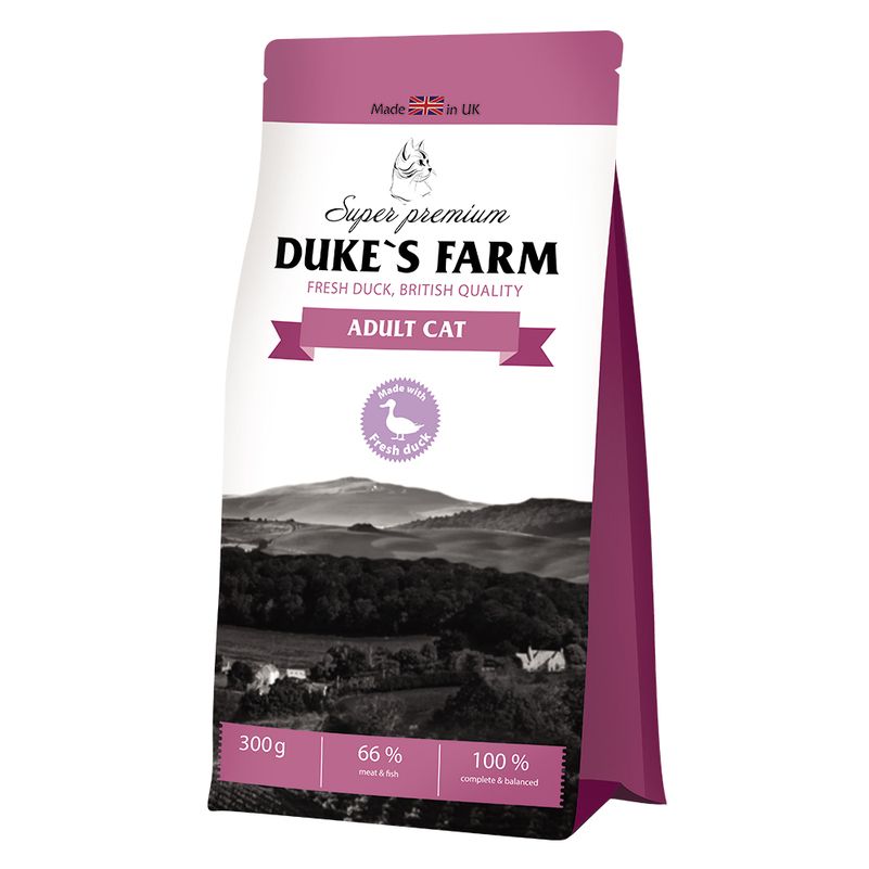 

Корм для кошек DUKE'S FARM, утка сух. 300г