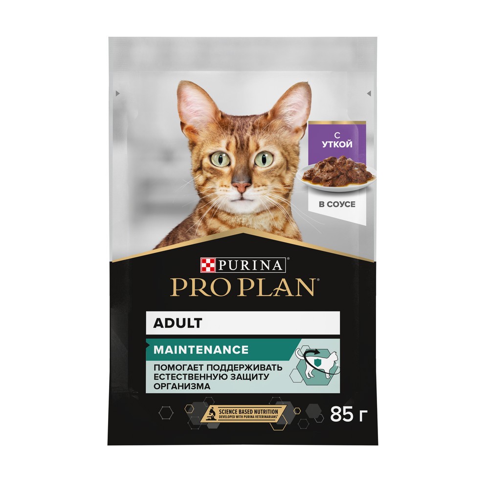 Корм для кошек Pro Plan Adult, с уткой в соусе пауч 85г цена и фото