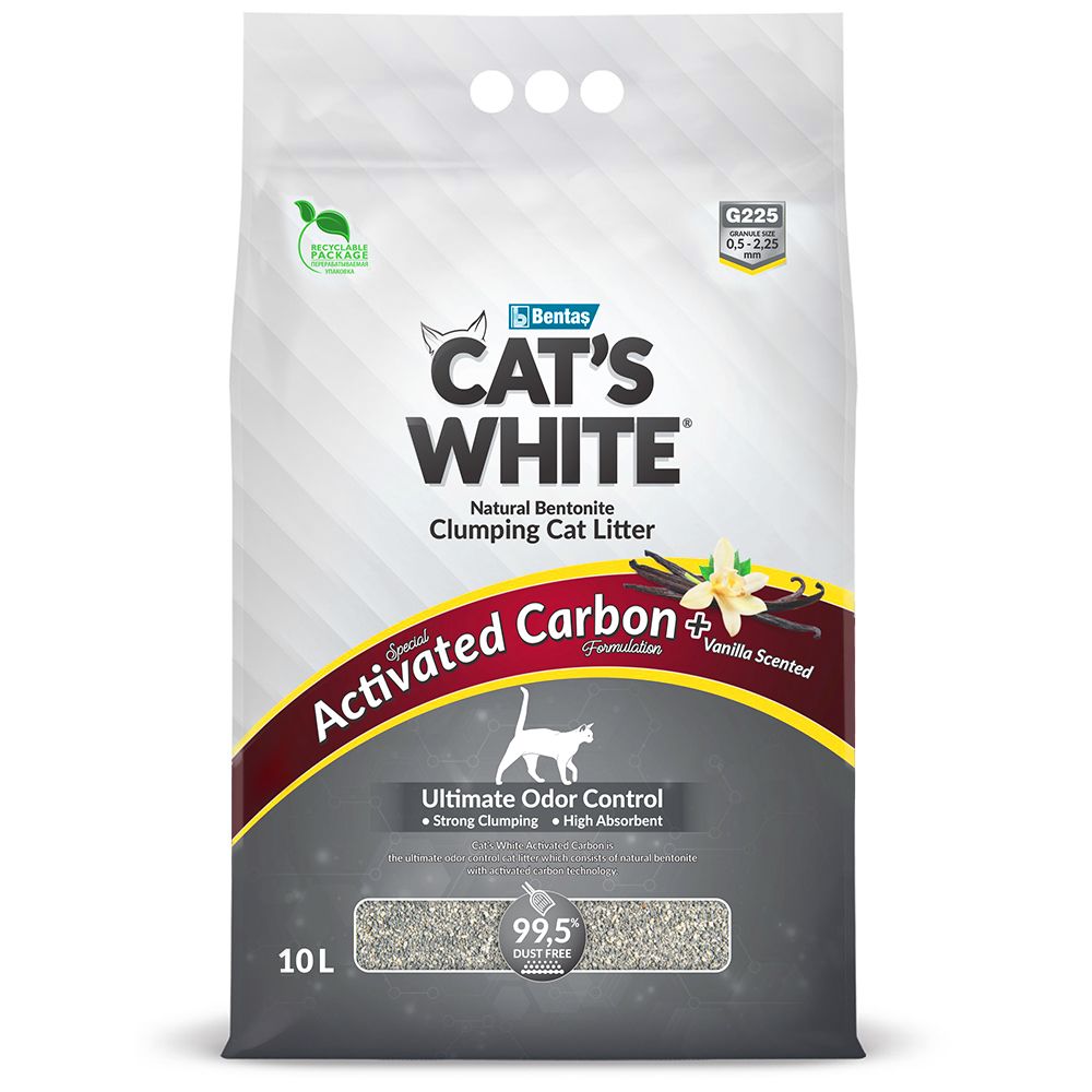 Наполнитель для кошачьего туалета CATS WHITE Vanilla комкующийся с аром Ванили 10л 1798₽