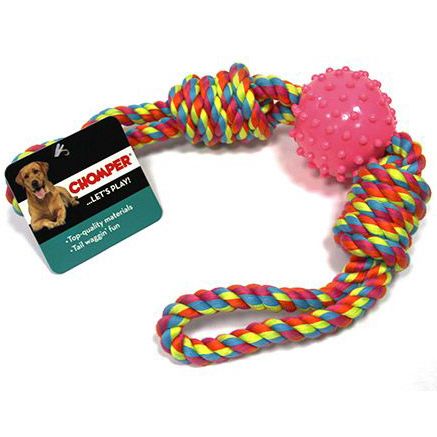 Игрушка для собак CHOMPER Тяни-толкай мяч с петлями из каната игрушка для собак chomper тяни толкай восьмерка из каната