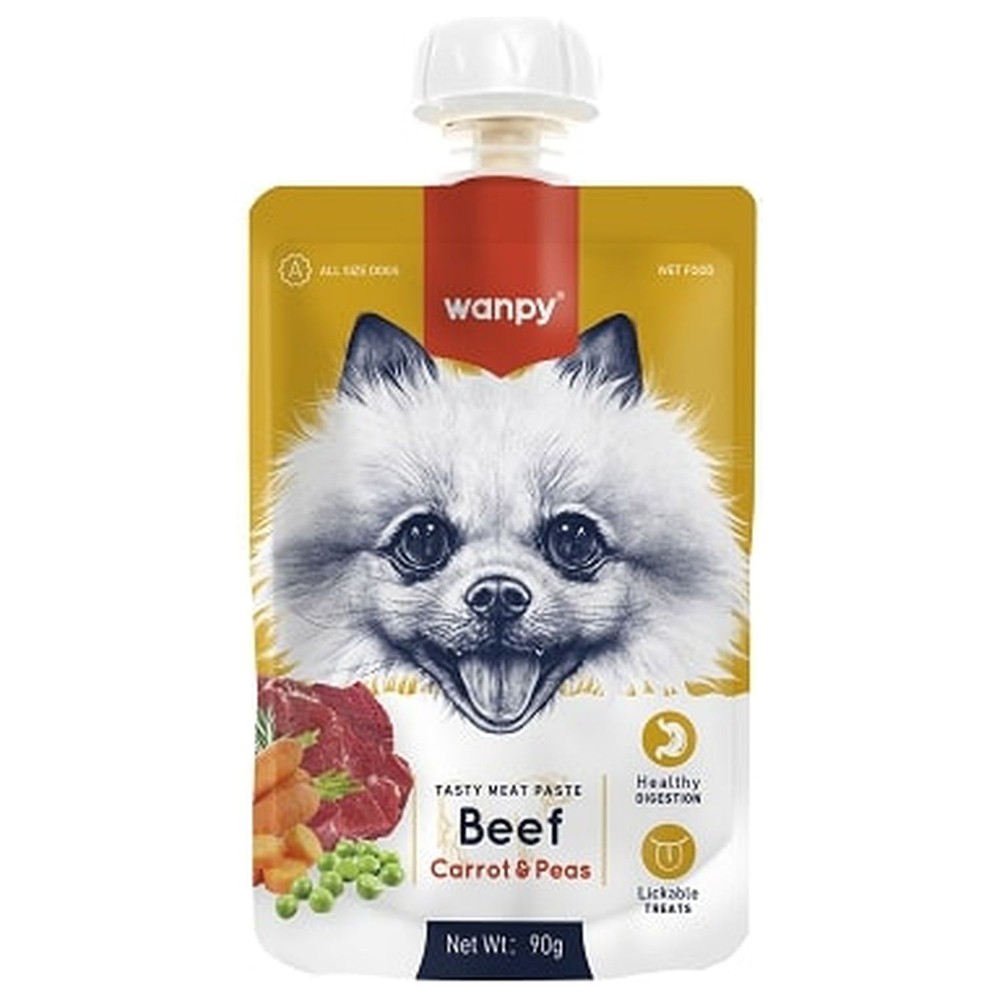 Лакомство для собак WANPY Dog Мясной мусс из говядины и моркови с горохом 90г