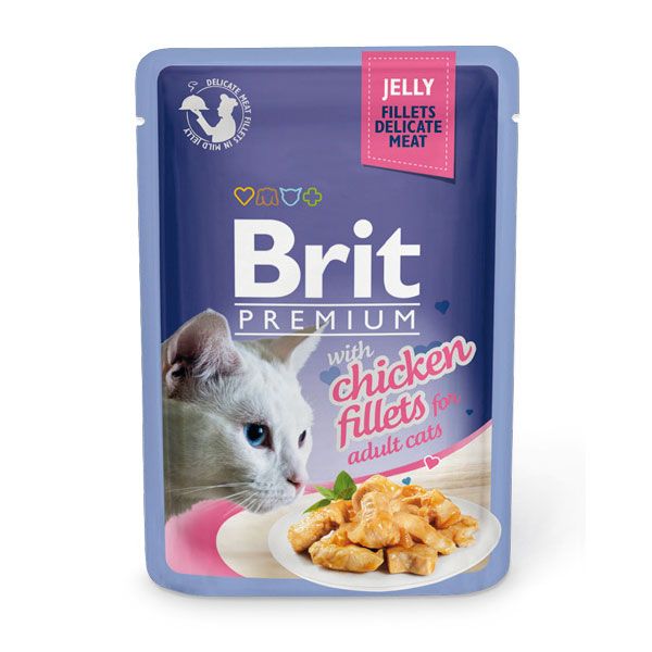 Корм для кошек Brit Premium Cat Jelly Кусочки из куриного филе в желе пауч 85г