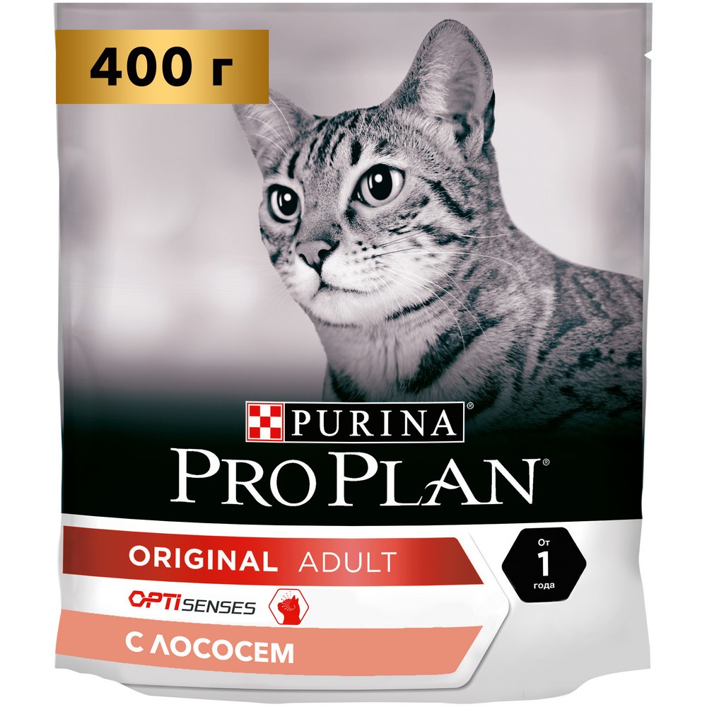 Корм для кошек Pro Plan Original adult optisenses с лососем сух. 400г корм для кошек pro plan nature elements с лососем сух 1 4кг