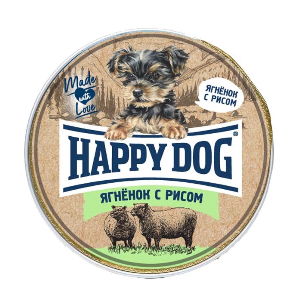 цена Корм для собак HAPPY DOG Natur Line Ягненок с рисом паштет ламистер 125г