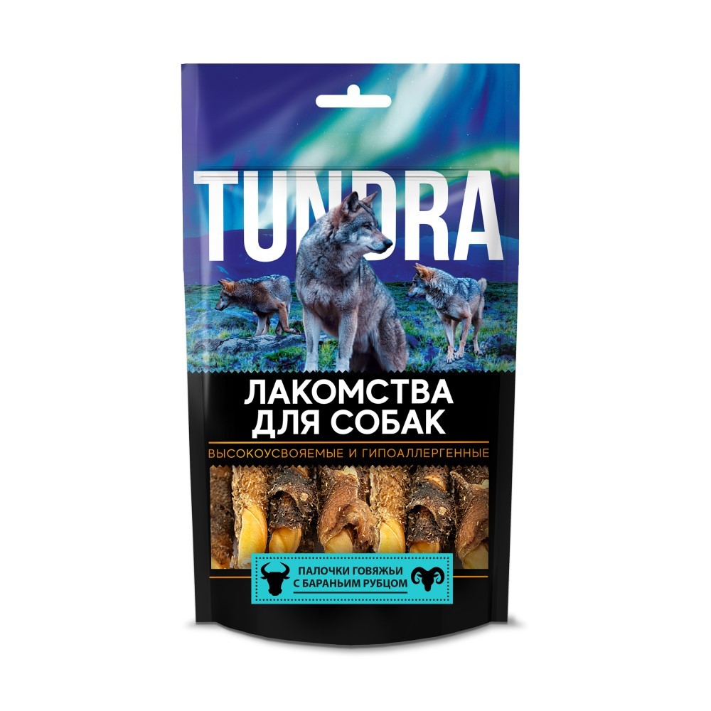 Лакомство для собак TUNDRA Палочки говяжьи с бараньим рубцом 261₽