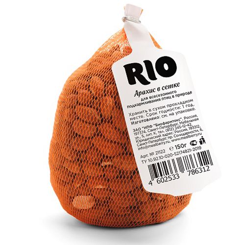 лакомство для птиц rio полезные семена 240г Лакомство для птиц RIO Арахис в сетке (для подкармливания и привлечения птиц) 150г