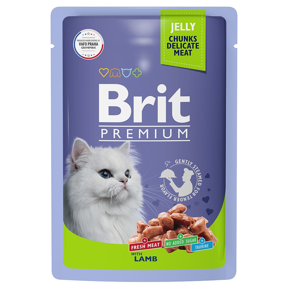 Корм для кошек Brit ягненок в желе пауч 85г корм для кошек brit premium треска в желе пауч 85г