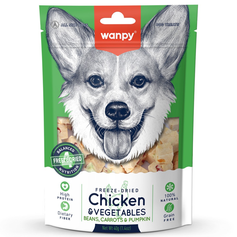 Лакомство для собак WANPY Dog Сублимированное курица и овощи 40г