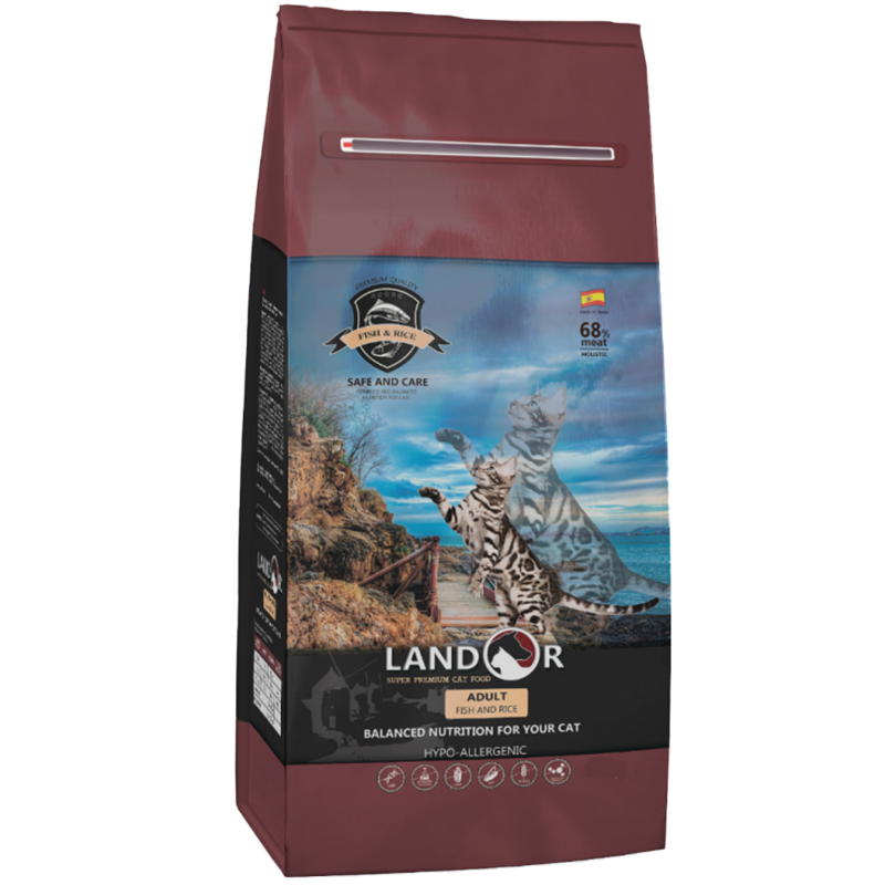 

Корм для кошек LANDOR, рыба с рисом сух. 400г