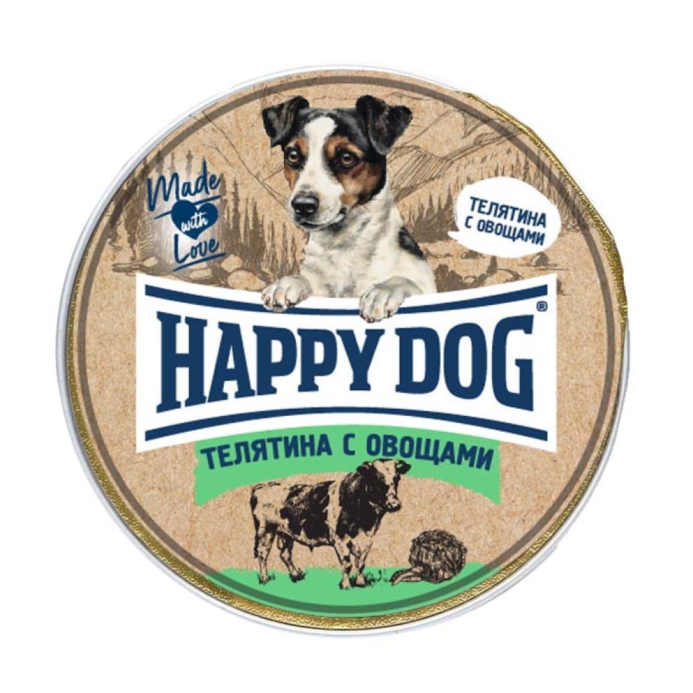 цена Корм для собак HAPPY DOG Natur Line Телятина с овощами паштет ламистер 125г