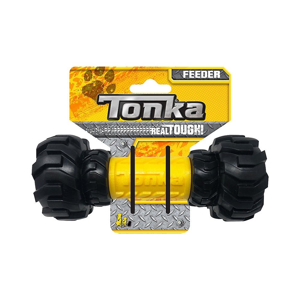 Игрушка-дозатор лакомств для собак TONKA Ось от авто, цвет желтый/черный 17,8см