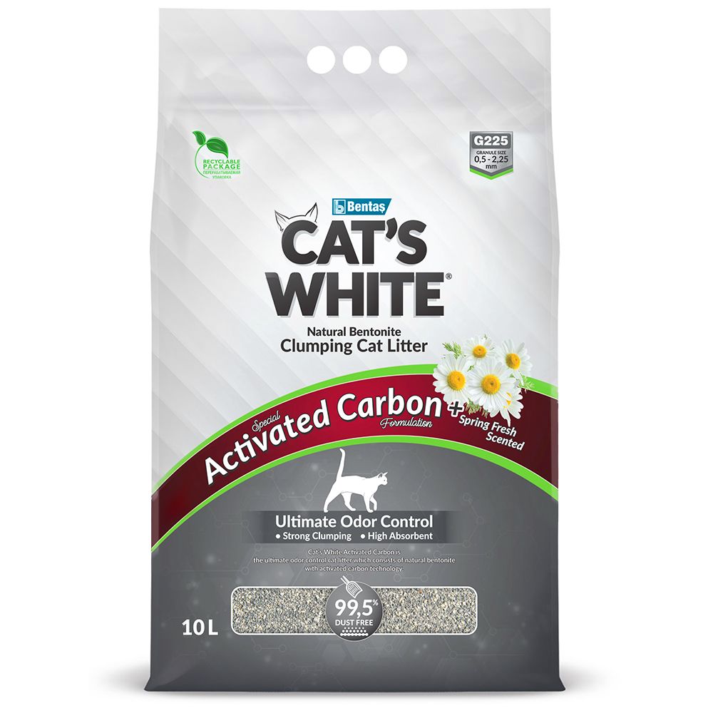 Наполнитель для кошачьего туалета CATS WHITE Spring Fresh комкующийся с аром Весенней свеж-ти 10л 1798₽