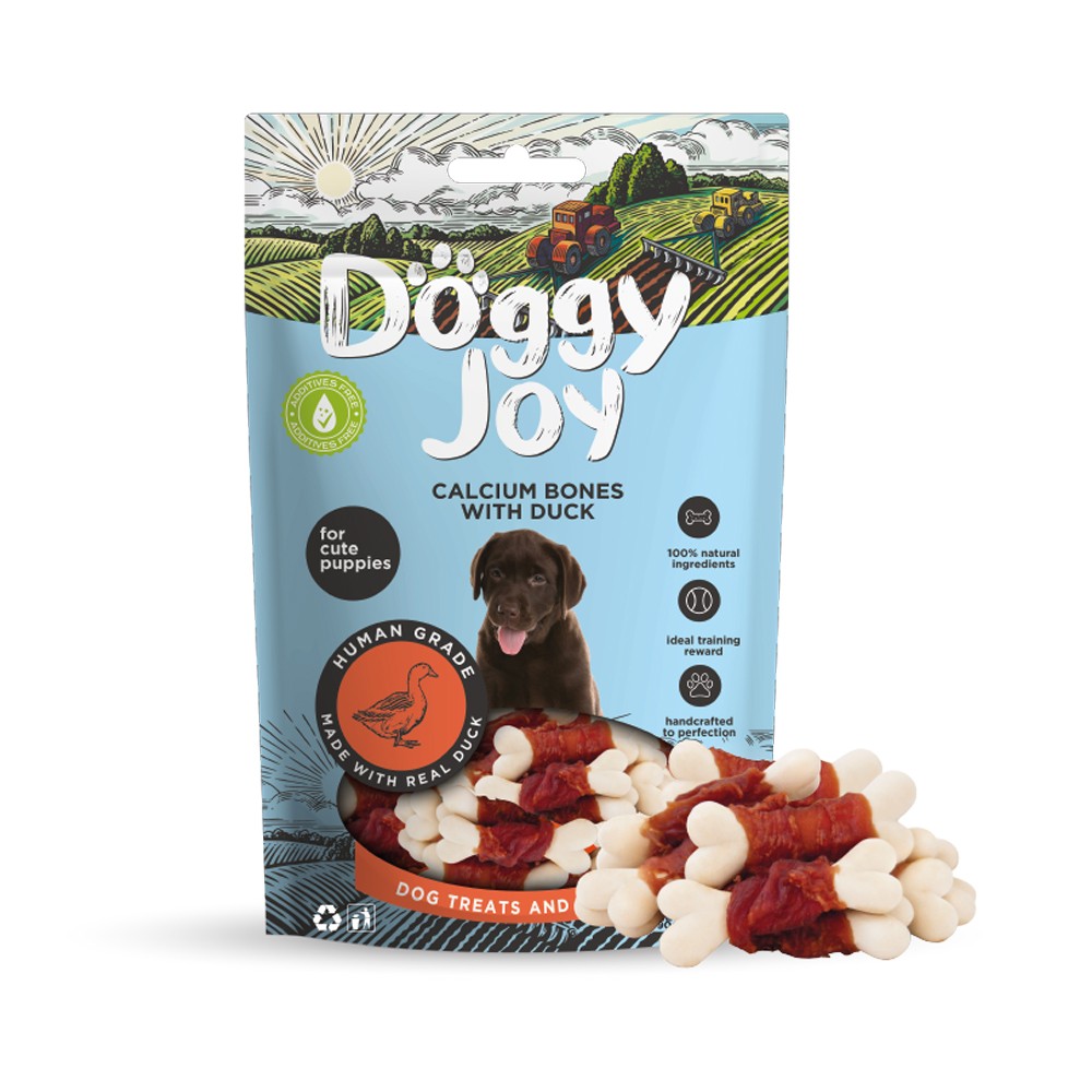 Лакомство для щенков DOGGY JOY 50607 Кальциевые косточки с уткой 90г