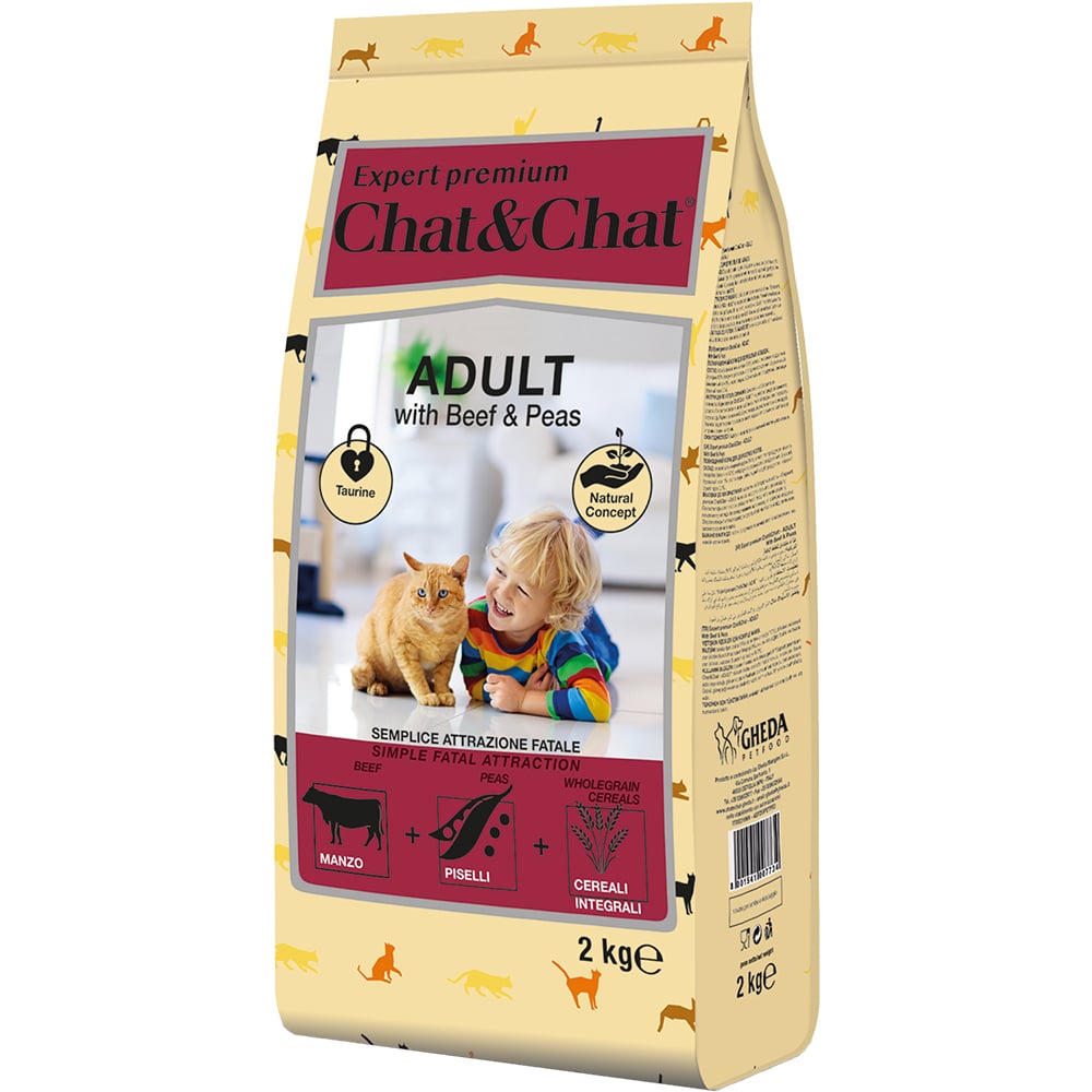 Корм для кошек CHAT&CHAT Expert Premium говядина с горохом сух. 2кг