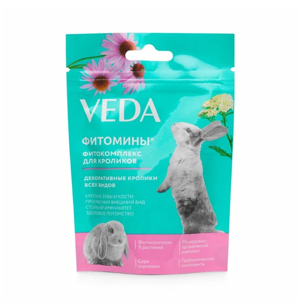 Подкормка для кроликов VEDA Фитомины 50г фитомины для собак от аллергии 100таб 1