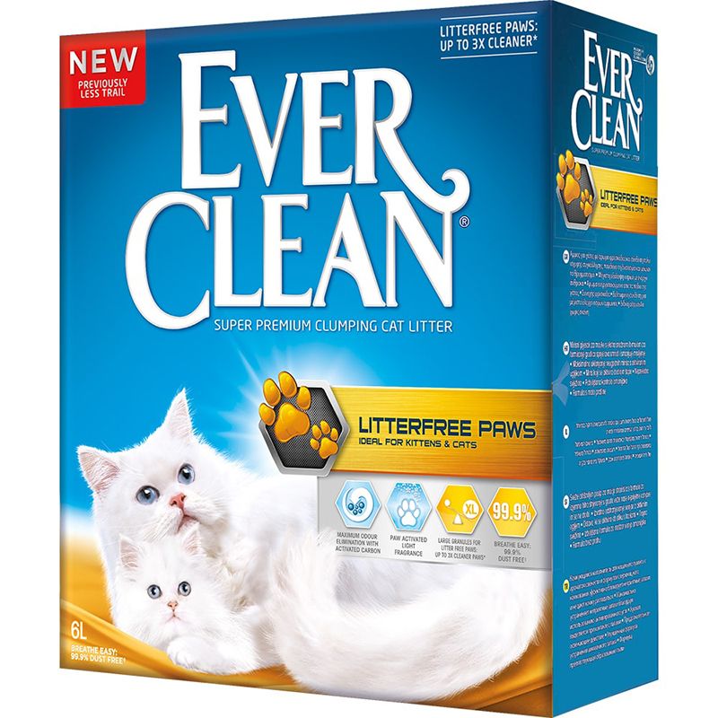 Наполнитель для кошачьего туалета EVER CLEAN Litter free Paws комкующийся для идеально чистых лап 6л
