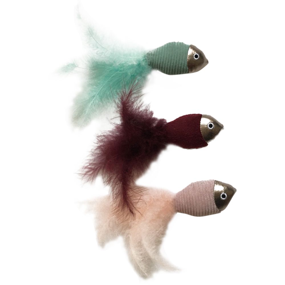 цена Игрушка для кошек CHOMPER Berry Frost Набор Рыбки с перьями 3 шт