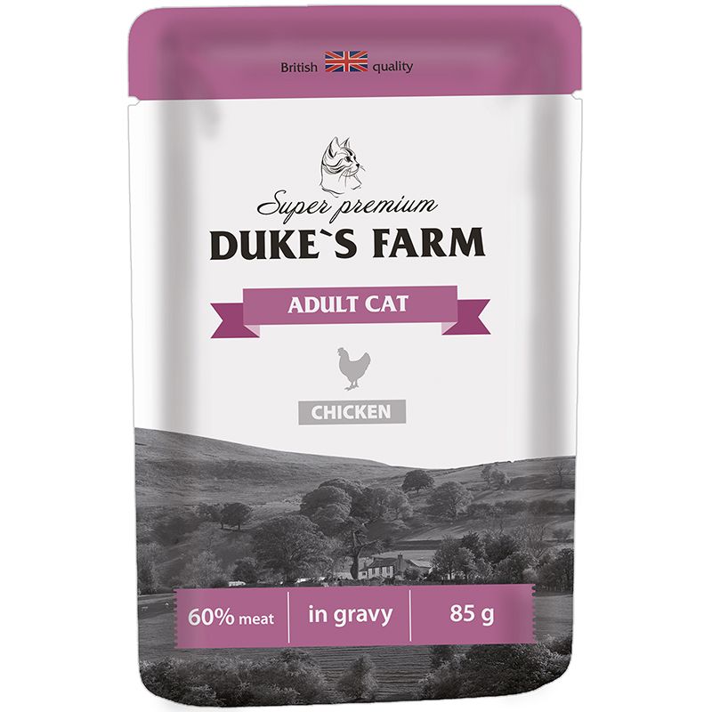 

Корм для кошек DUKE'S FARM, курица конс. пауч 85г